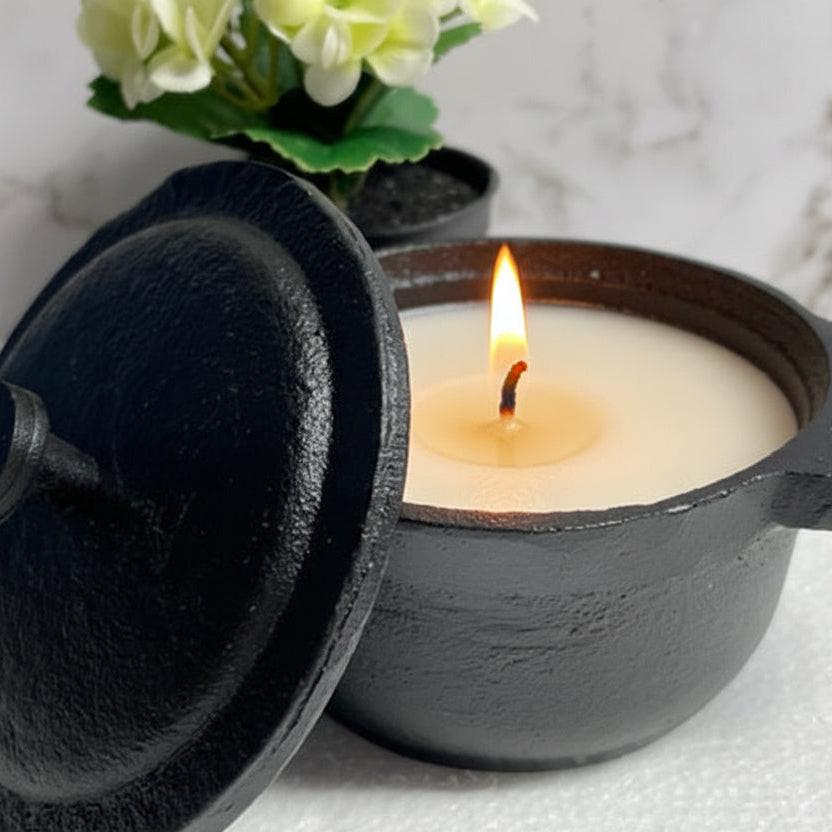 2 in 1 Black Cast Iron Dutch Oven Candle/Wax Warmer