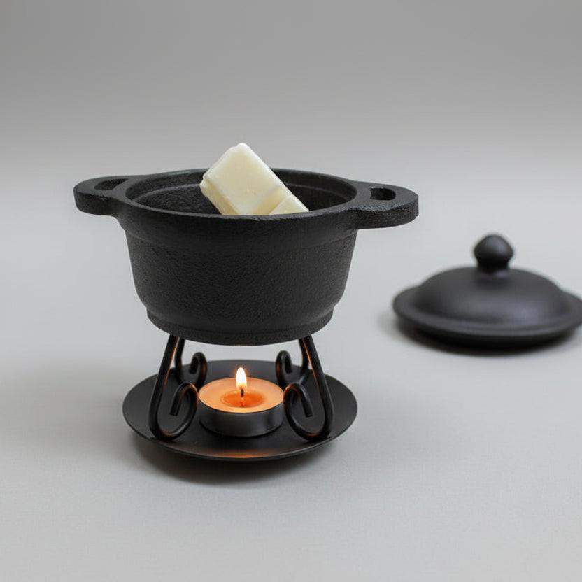 2 in 1 Black Cast Iron Dutch Oven Candle/Wax Warmer