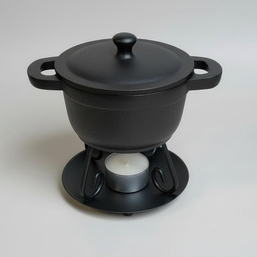 2 in 1 Black Cast Iron Dutch Oven Candle/Wax Warmer
