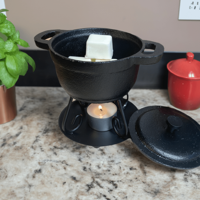 2 in 1 Black Cast Iron Dutch Oven Candle/Wax Warmer