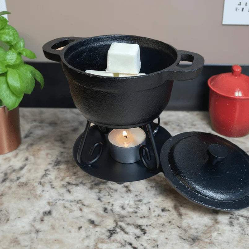 2 in 1 Black Cast Iron Dutch Oven Candle/Wax Warmer